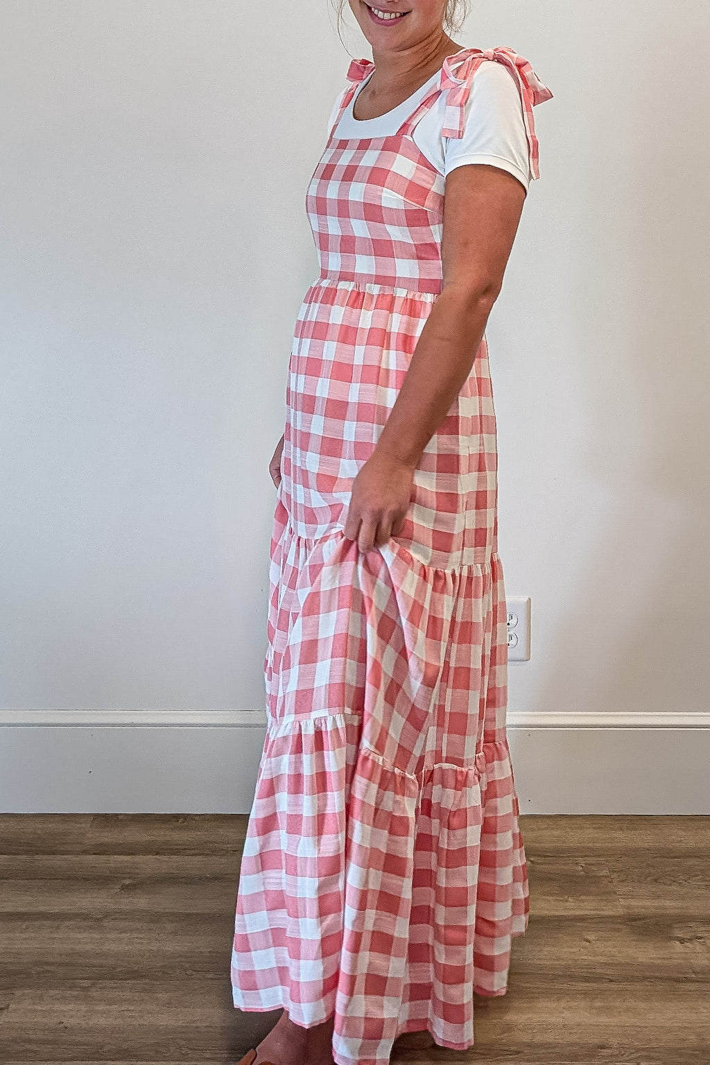 'Kari' Gingham Print Jumper in Pink