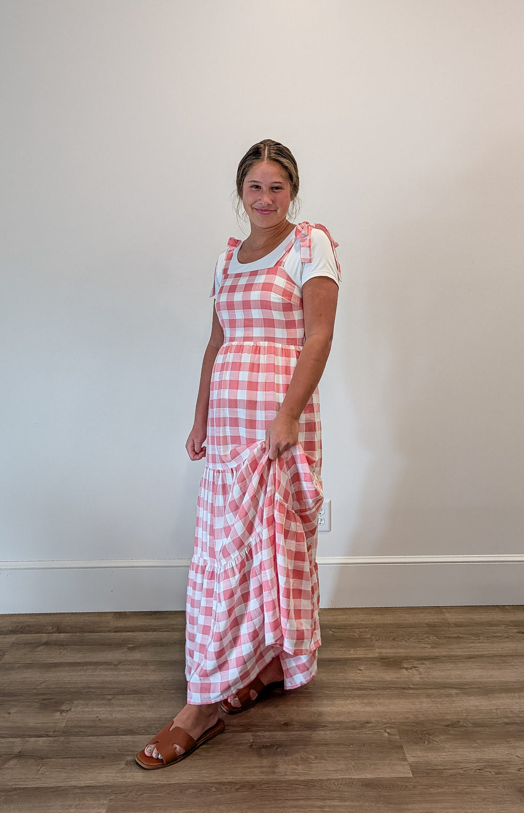 'Kari' Gingham Print Jumper in Pink