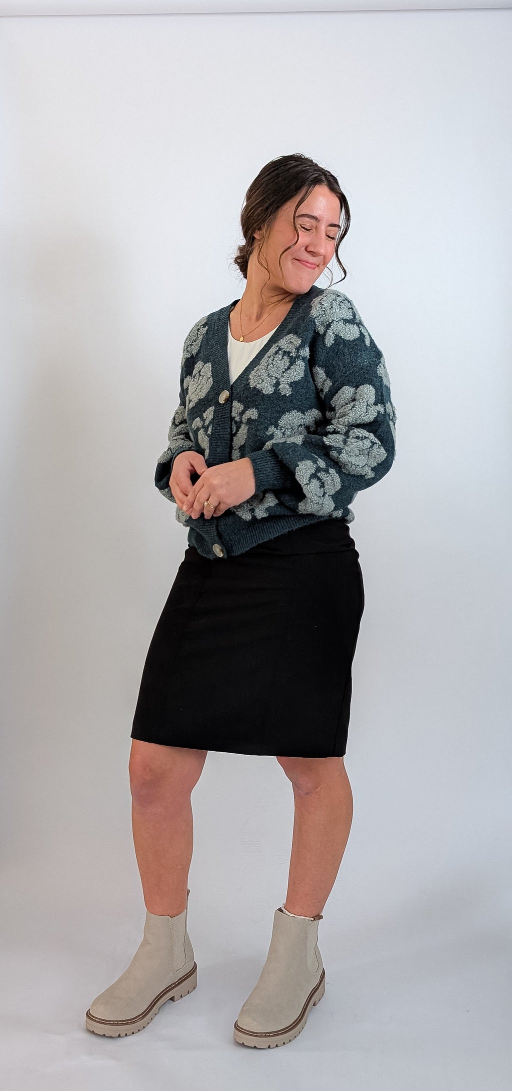 'Posey' Button Down Cardigan in Teal