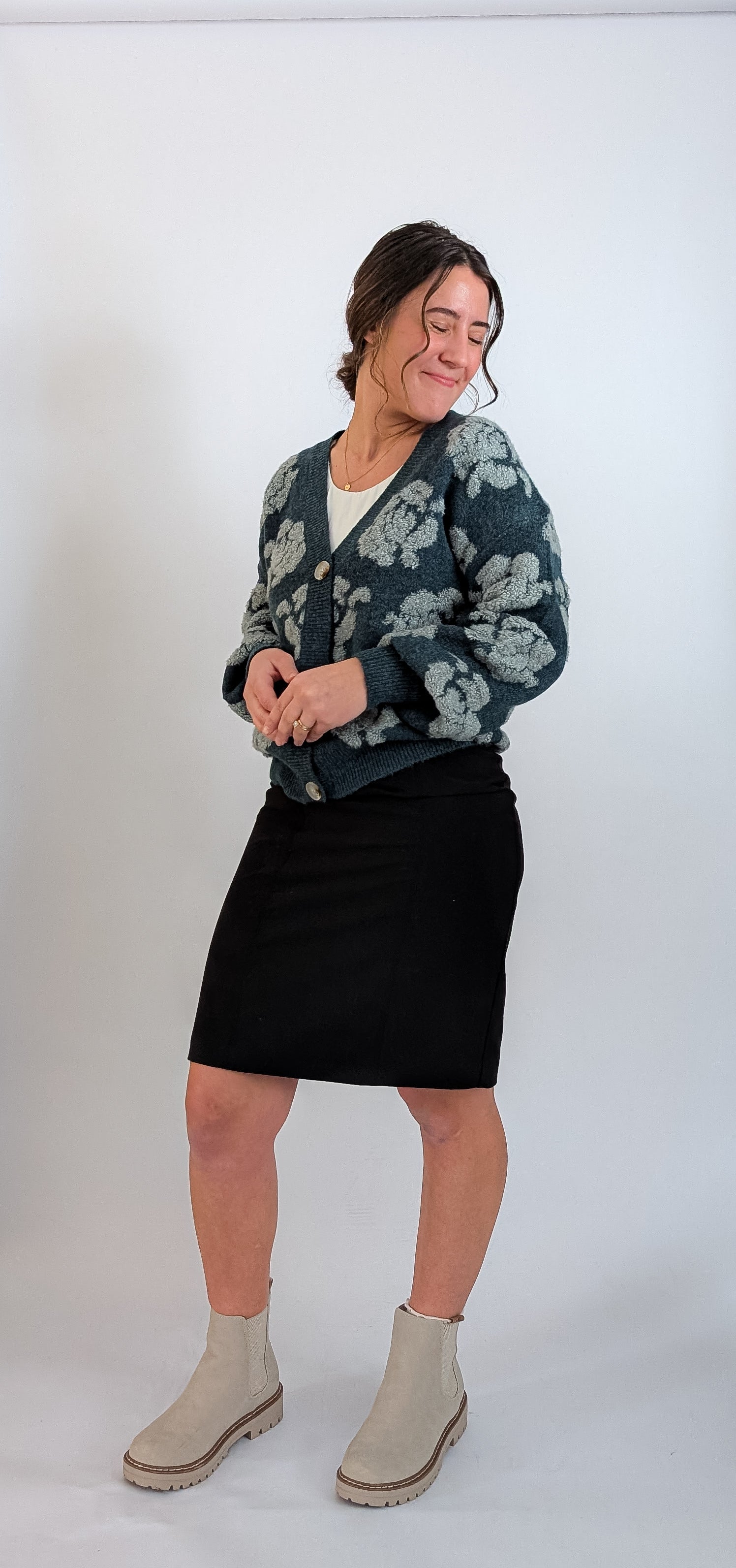 'Posey' Button Down Cardigan in Teal