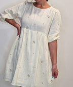 'Beckham' Embroidered Mini Dress in Cream